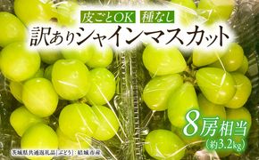 【2026年9月より発送開始】 【 訳あり 】 シャインマスカット 8房相当（約3.2kg） 田舎の頑固おやじが厳選！（茨城県共通返礼品 [ぶどう]：結城市産）果物 フルーツ 不揃い わけあり 家庭用 フルーツ ブドウ 果物 ぶどう シャイン マスカット くだもの [BI209-NT]