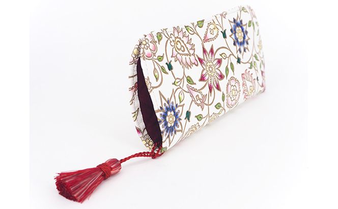 【文庫屋大関】メガネケース　花更紗【皮革工芸品】 ファッション小物 民芸品 