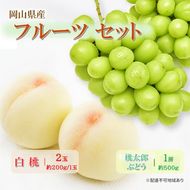 岡山県産 フルーツセット(桃太郎ぶどう1房・白桃2玉)  果物 フルーツ 詰め合わせ ぶどう ブドウ 葡萄 桃太郎ぶどう 桃 白桃 国産