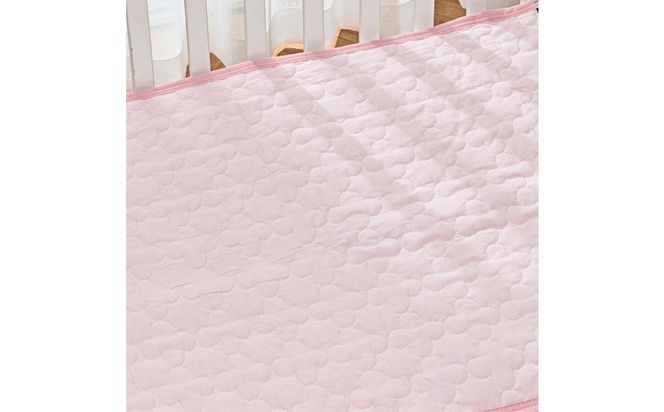 綿100％ ぷくぷくキルト イブル風 敷パッド置きパッド ゴムなし 70×120cm【マシュマロピンク】 ｜ 仙台市 寝具 オーガニック 安全素材 ギフト 高品質 快適サポート 041009_HX003VC05