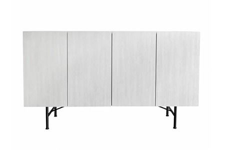 セロ 150サイドボード ライトグレイ【リビングボード サイドボード 紙漉き風模様 完成品 収納 家具】(H062274)