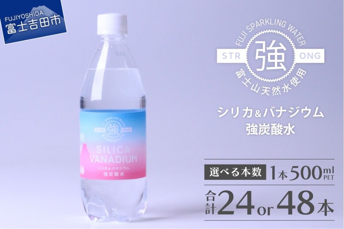 シリカ&バナジウム強炭酸水PET500ml[1箱(24本入)/2箱(48本入)]友桝飲料