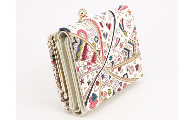 財布 三つ折り ミニ財布 グロッシーハート 文庫屋大関 三つ折り財布 三つ折りミニ財布 手のひらサイズ 小さい財布 小さい レディース 本革 牛革 革 コンパクト カード 収納 工芸品 雑貨 ハート 星 日本製 東京