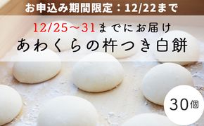 ＜年末お届け・真空冷凍＞あわくらの杵つき白餅30個セット F-MN-A18A