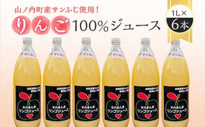 山ノ内町産サンふじ使用！りんごジュース 1000cc×6本セット 果汁飲料 アップルジュース フルーツジュース ソフトドリンク 山ノ内町産りんご サンふじ100％ 