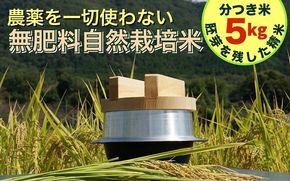 米 令和6年産【胚芽を残した精米】自然栽培米 にこまる ＜農薬を一切使わない無肥料栽培＞ 分つき米5kg・精米したて 《新米 京都丹波産 無農薬米栽培向き 厳選品種》 ※2024年10月中旬頃より順次発送予定