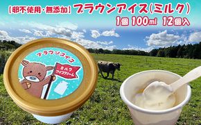 【卵不使用・無添加】ブラウンアイス（100ml）12個セット 北海道 南富良野町 アイス デザート おやつ 無添加 バニラアイス バニラ アイスクリーム 