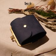 【4色展開】がま口ミドルウォレット　革小物　ハンドメイド　手縫い　一点物　財布　スナッグルレザー