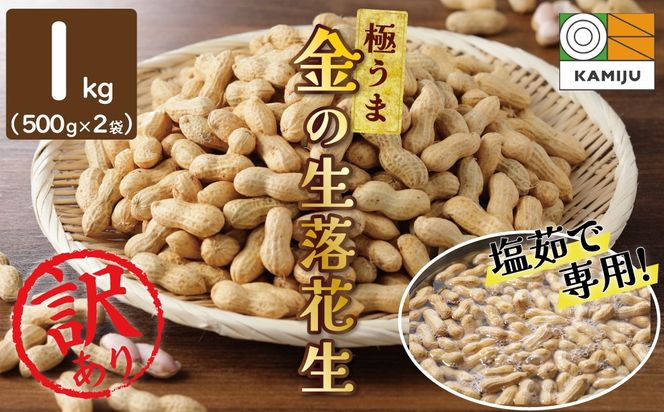 【2025年発送】事前予約 訳あり やみつき極うま “金の生落花生” 塩ゆで専用 1kg(500g×2袋）　H105-143