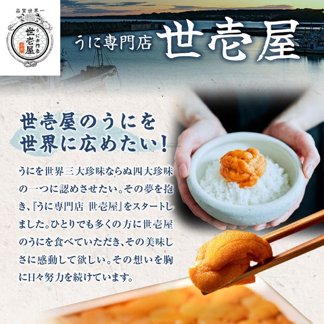 【先行受付】北海道産　世壱屋塩水ウニ（バフンウニ）400g_Y038-0147