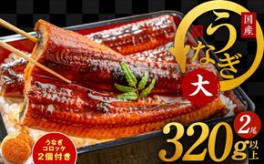 G1258 国産うなぎ 2尾 320g以上 大サイズ うなぎコロッケ 2個付き【えびす鰻 うなぎ ウナギ 国産 泉佐野産 1尾160g以上 蒲焼き かばやき 冷凍 うな重 ひつまぶし 惣菜 先行予約】