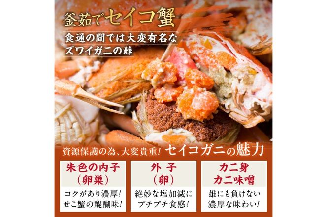 絶品！人気商品食べ比べ！釜茹でズワイガニセットA(本ズワイガニ2肩＋セイコ蟹2杯)　YK00223