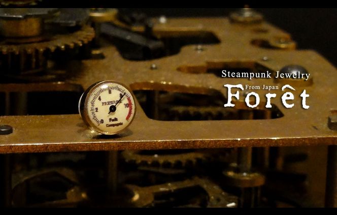 Steampunk スチームパンク メーターピアス ジュエリー シルバー アクセサリー ハンドメイド 両耳用 山梨 富士吉田