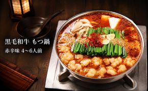 黒毛和牛 もつ鍋 赤辛 4～6人前 セット (味噌味) ※配送不可：離島 お肉 牛肉 鍋セット モツ鍋 