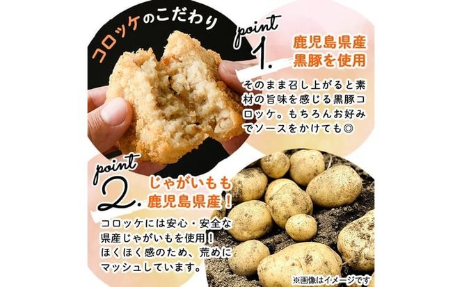 黒豚コロッケ 24個 （80g×4個入り）×6P 鹿児島県産 黒豚 じゃがいも 使用 コロッケ ポテト 揚げ物 豚 豚肉 冷凍 惣菜 そうざい おかず 晩ごはん お弁当 おつまみ 国産 九州産 小分け a1-184