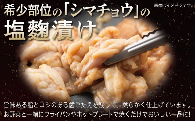 G3351 牛シマチョウ（タレ漬け+塩麹）＆塩麹漬け牛カルビの焼肉セット  合計1.5Kg（1袋250ｇ×各2袋） 【味付け 小分け 焼くだけ 簡単調理 BBQ 牛肉 ホルモン 250g×6袋】