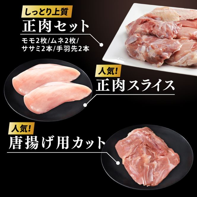 奥久慈しゃも肉詰め合わせ・大満足セット（計1.45kg）（メス正肉1羽分約850g・正肉スライス約400g・唐揚げ用カット約200g）｜茨城県 大子町 奥久慈 袋田 奥久慈しゃも生産組合 軍鶏 シャモ 地鶏 鶏肉 正肉 からあげ ささみ 冷凍（AR008）
