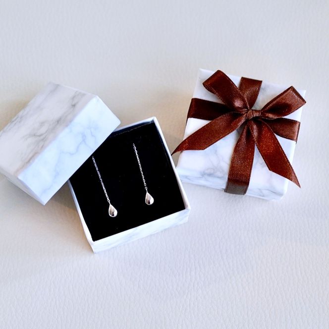 K18WG(18金) ホワイトゴールド 地金 雫 チェーン ピアス シンプル ツユ ティアドロップ 保証書付 KO-0070 242-034-b