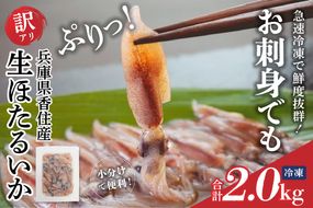 【兵庫県香住産 訳あり 生 ホタルイカ ほたるいか 小分け 便利 2kg（250g×8パック）冷凍】 国産 しゃぶしゃぶ 刺身 ホタルイカ 水揚げ 日本一 いか イカ 大人気 人気 ランキング ふるさと納税 返礼品 おすすめ 兵庫県 香美町 香住 日本海フーズ 07-135