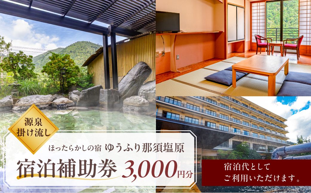 ns151-001-3000 [ほったらかしの宿ゆうふり那須塩原]宿泊補助券 ¥3,000