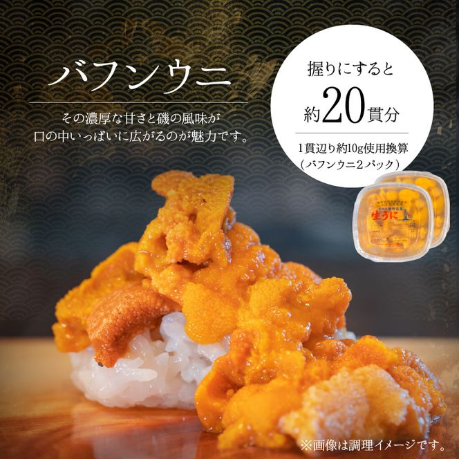 【2026年夏！新岡商店より発送】塩水バフンウニ（200g）【銀座の高級寿司店御用達】【余市のうに】塩水ウニ発祥の地 高級ウニ 高級雲丹 バフンウニ ムラサキウニ _  Y037-0338