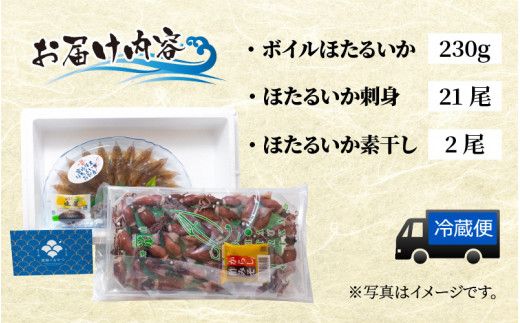 【先行予約】ほたるいか ボイル＆刺身セット【27年3月中旬以降順次発送】カネツル砂子商店【冷蔵 ホタルイカ 旬 朝どれ おつまみ 期間限定 海鮮 ボイル 刺身 ほたるいか 蛍烏賊 ボイルほたるいか 富山県 富山 富山県産 魚介類 いか イカ 】