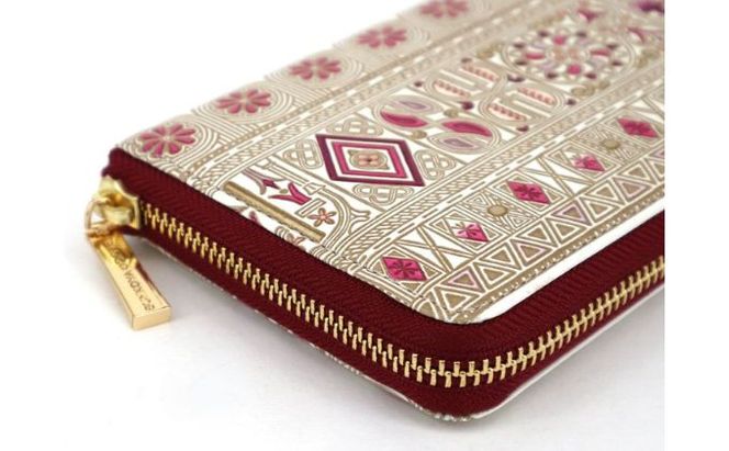 【文庫屋大関】 大容量　ぐるっとファスナーの長財布　アポロン＜ピンク＞【皮革工芸品】 ファッション小物 民芸品 