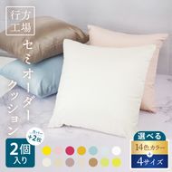職人技　行方工場セミオーダークッション 2個+カバー 2枚｜カバー クッションカバー クッション オーダー セミオーダー セット 雑貨 インテリア 選べる 色 サイズ 職人技 茨城県 行方市(HQ-2)