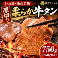 柔らか牛たん 750g (250g×3) 牛タン 厚切り  仙台名物 仙台牛タン 牛肉 焼肉 バーベキュー BBQ 冷凍 ギフト お中元 父の日 母の日 お歳暮   お取り寄せ ふるさと納税