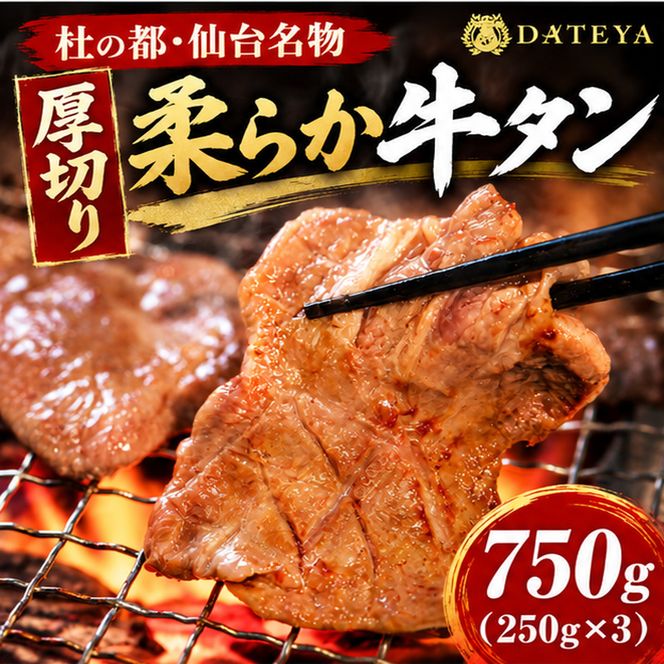 柔らか牛たん 750g (250g×3) 牛タン 厚切り  仙台名物 仙台牛タン 牛肉 焼肉 バーベキュー BBQ 冷凍 ギフト お中元 父の日 母の日 お歳暮   お取り寄せ ふるさと納税
