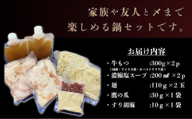 ＜最短10営業日以内発送＞5～6人前 絶品塩もつ鍋セット（600g）