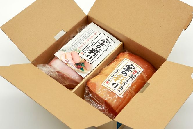 ハム 宴の彩り 2種 詰め合わせ 食べ比べ 計1.22kg [日本ハムマーケティング 宮崎県 日向市 452060590] ニッポンハム はむ 豚 肉 ロースハム ステーキ ギフト 真空 冷蔵