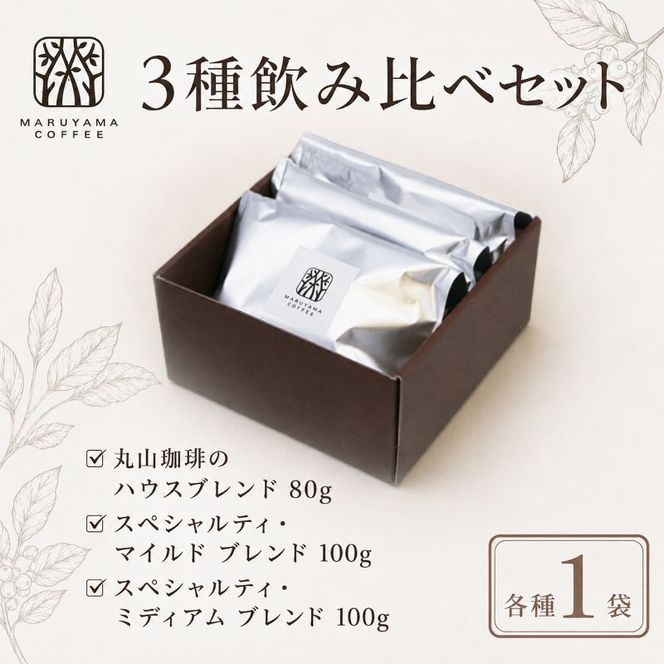 コーヒー 丸山珈琲 3種 飲み比べ セット(粉) 深煎り 中煎り の スペシャルティコーヒー ギフト コーヒー粉 レギュラーコーヒー ブレンド 内祝い