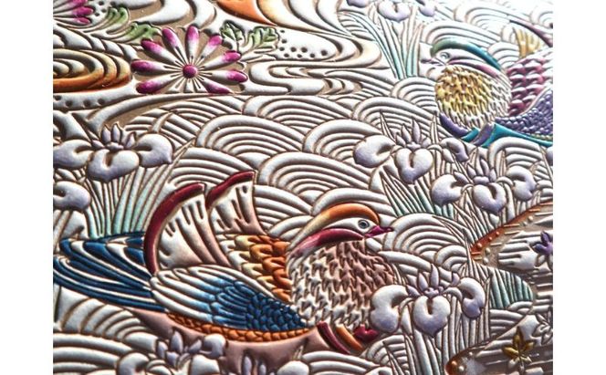 【文庫屋大関】パーソナルホルダー　おしどり【皮革工芸品】 雑貨 日用品 ブックカバー パスポートケース 貴重品入れ マルチケース シンプル 和風 革小物 