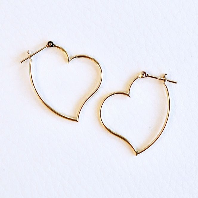 K18 イエローゴールド ハート フープ ピアス 保証書付 KO-0026 SWAD027