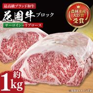 花園牛 サーロイン又はリブロース 約1kg【牛肉 ブランド牛 サーロイン リブロース お肉 贅沢 冷凍 茨城県 北茨城市】(DC004)