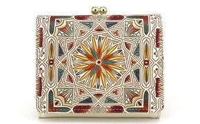 【文庫屋大関】三つ折りミニ財布　カロ（ブロンズ）【皮革工芸品】 ファッション 小物 民芸品 お札 カード 小銭 手のひらサイズ コンパクト 大人 タイル 牛革 手作り 国産 