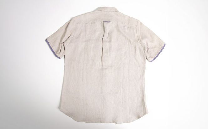 サマーシャツ（グレーベージュ / メンズ）琉球織物 経浮花織入り ファッション フォーマル カジュアル 冠婚葬祭 / 沖縄市 FABRIC SHOP MINAMI[BCCS013]