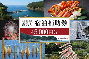 《12/25まで年内発送》【香美町 宿泊補助券 町内 共通 45000円分 有効期限3年】ふるさと納税 おすすめ 宿泊 助成 香住 村岡 小代 兵庫県 日本海 松葉がに 香住ガニ セコガニ かにすき かに のどぐろ 活イカ いか 但馬牛 母の日 父の日 ギフト 贈答 プレゼント あまるべ鉄橋 余部鉄橋 クリスタルタワー ハチ北スキー場 おじろスキー場 香美町 25-08