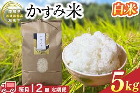 【先行予約】【2026年9月末より順次発送開始】【茨城県共通返礼品/潮来市】【12ヶ月定期便】栽培期間中出来るだけ農薬を減らしたかすみ米 5kg(白米)　茨城県潮来市産(BI-90)