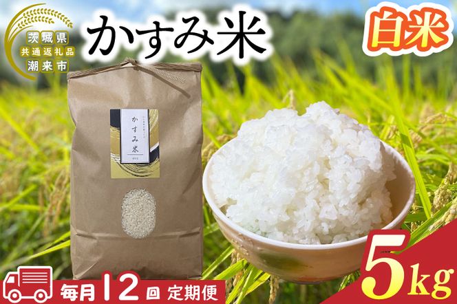 【先行予約】【2026年9月末より順次発送開始】【茨城県共通返礼品/潮来市】【12ヶ月定期便】栽培期間中出来るだけ農薬を減らしたかすみ米 5kg(白米)　茨城県潮来市産(BI-90)