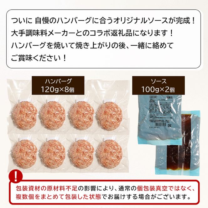 淡路島手作りハンバーグ120ｇ 8個　オリジナルソース付