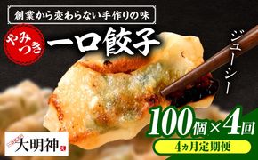 【4回定期便】一口餃子 100 個入りタレ２個（3か月に1回お届け）_kn107-t005