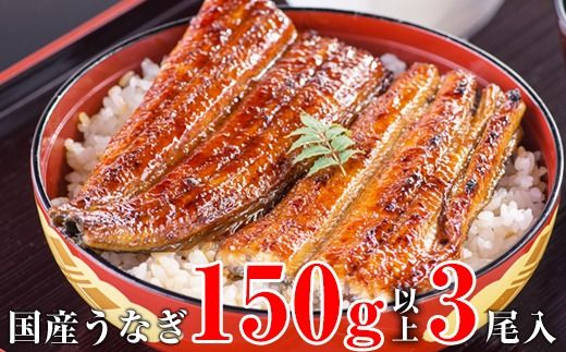 996.国産うなぎ蒲焼き大サイズ150g3本セット(A996-2)