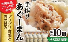 【全3回定期便】あぐーまん 10個入り (2個入り×5P) 肉まん 豚まん 点心 お取り寄せ 冷凍 沖縄市 / 豚々茶舗[BCBL011]