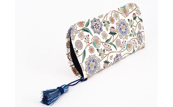 【文庫屋大関】メガネケース　ダリア＜コバルトブルー＞【皮革工芸品】 ファッション小物 民芸品 