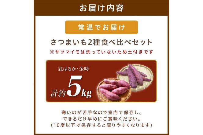 さつまいもオブザイヤー紅はるか部門全国1位のさつまいも農家がつくるサツマイモ2種食べ比べセット（紅はるか・金時）計約5kg　TF00009