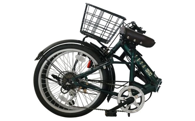 ノーパンク 折りたたみ自転車 20インチ VELETA SHIMANO6段変速 ブラック 空気入れ不要 前カゴ・LEDライト付 パンクしない｜武田産業 フォールディングバイク 人気返礼品 通勤 通学 三重県 四日市市 ふるさと納税