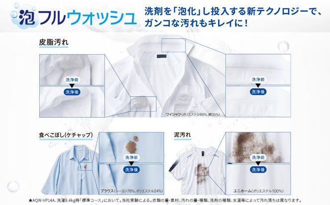 【AQUA】全自動洗濯機 泡フルウォッシュ洗浄&カスタム洗剤自動投入機能搭載! 14kg AQW-VP14A［ 京都 アクア 洗濯機 縦型洗濯機 人気 おすすめ 泡 洗浄 自動投入 家電 お取り寄せ 通販 送料無料 ふるさと納税 ］ 261009_A-XY019
