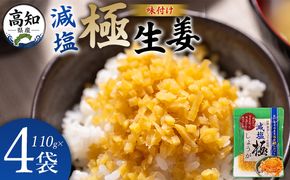 しょうが 減塩 味付け 極しょうが 110g×4袋 計440g 【7日程度で発送】 生姜 ジンジャー ご飯のお供 おかず トッピング アレンジ 料理 手軽 便利 刻み生姜 国産 特産品 しょうが ショウガ 高知県産 坂田信夫商店 高知県 香南市 常温 Xnb-0015